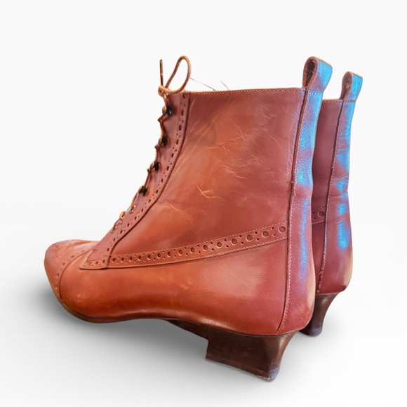 Vintage 90s Almafi Brown Oxford Lace Up Granny Booties Boots 11.5 AA - Picture 7 of 11